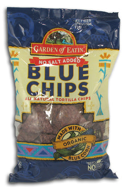 Blue Corn Tortilla Chips, No Salt
